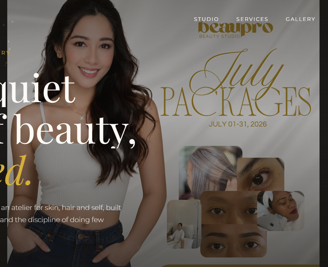 BeaPro Beauty Studio Website Concept